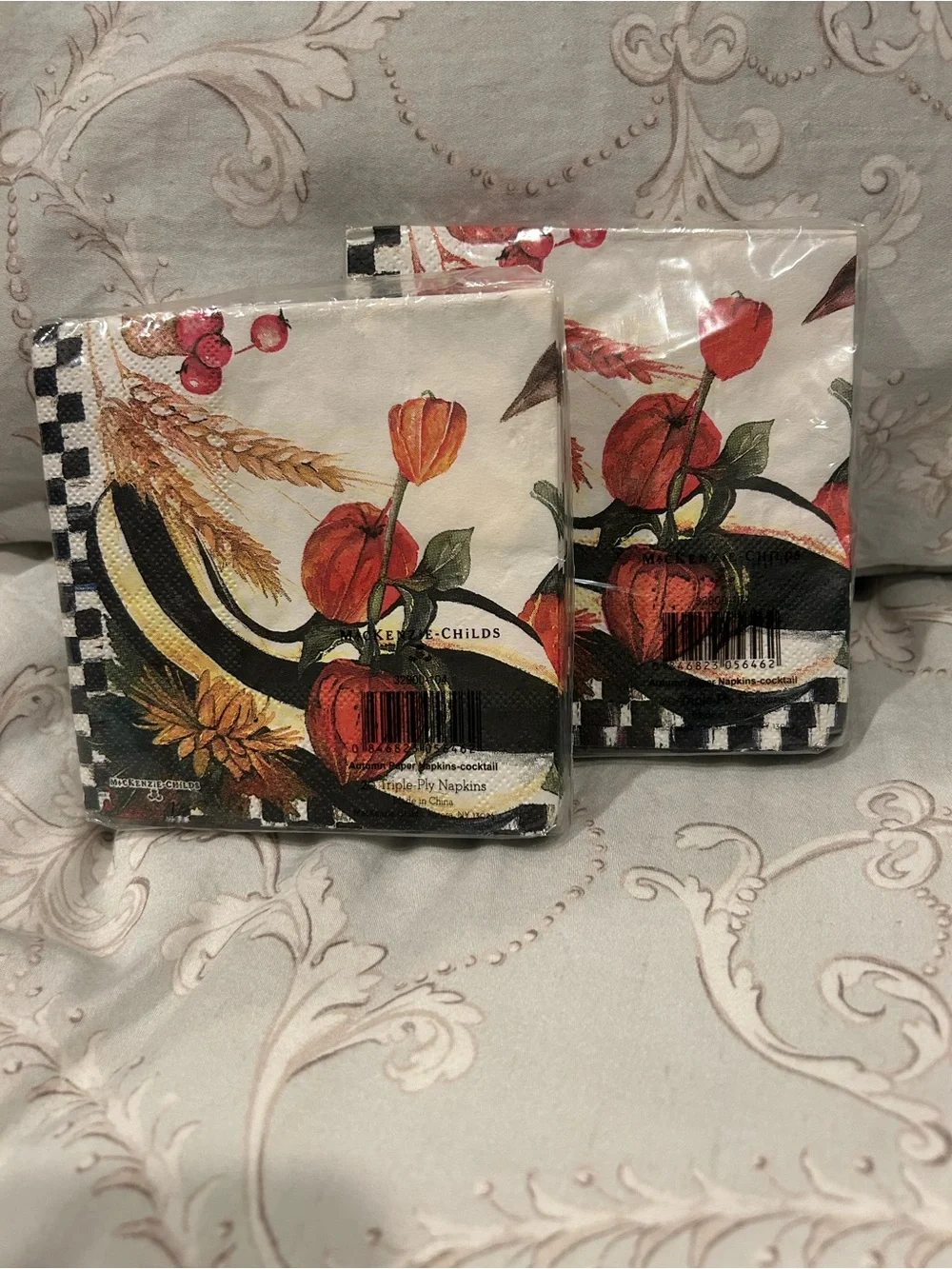Mackenzie Childs Blue Crow Pumpkin Fall Autumn Paper Napkins - Home Accents 2pks